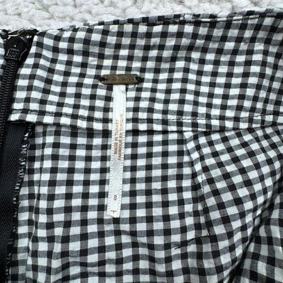 Free People Westside Gingham Seersucker Tie Waist Pant Black White - Picture 5 of 12